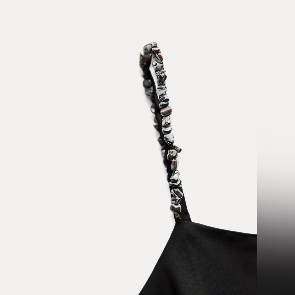 Zara silky maxi dress with beaded straps - Picture 4 of 9